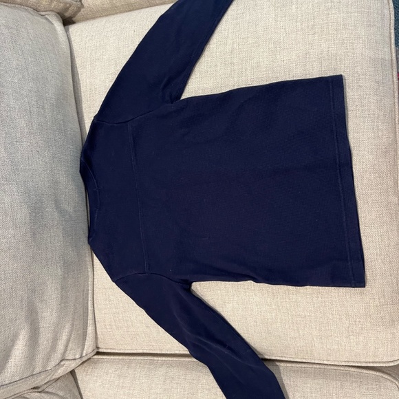 Boys Navy Waffle Long Sleeve Shirt Size 6 - Picture 3 of 4